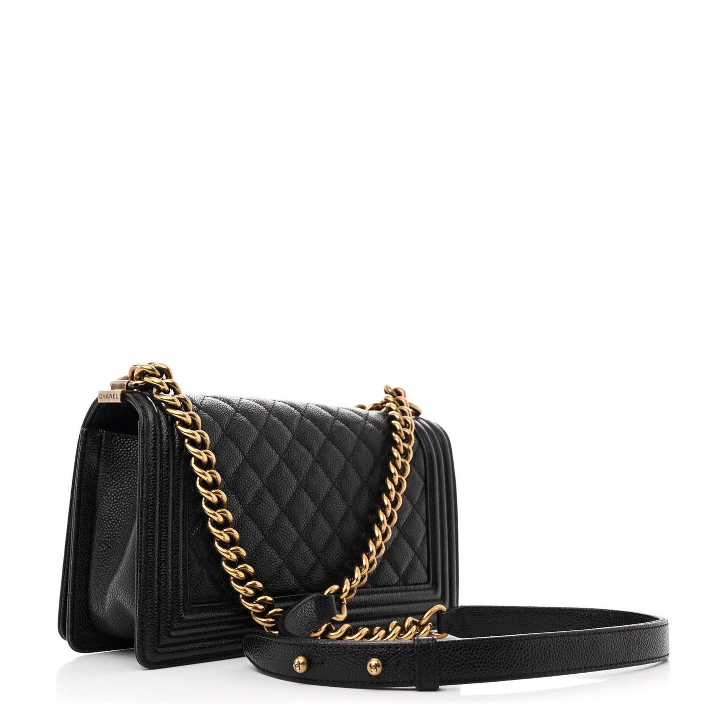 Caviar Quilted Medium Boy Flap Black