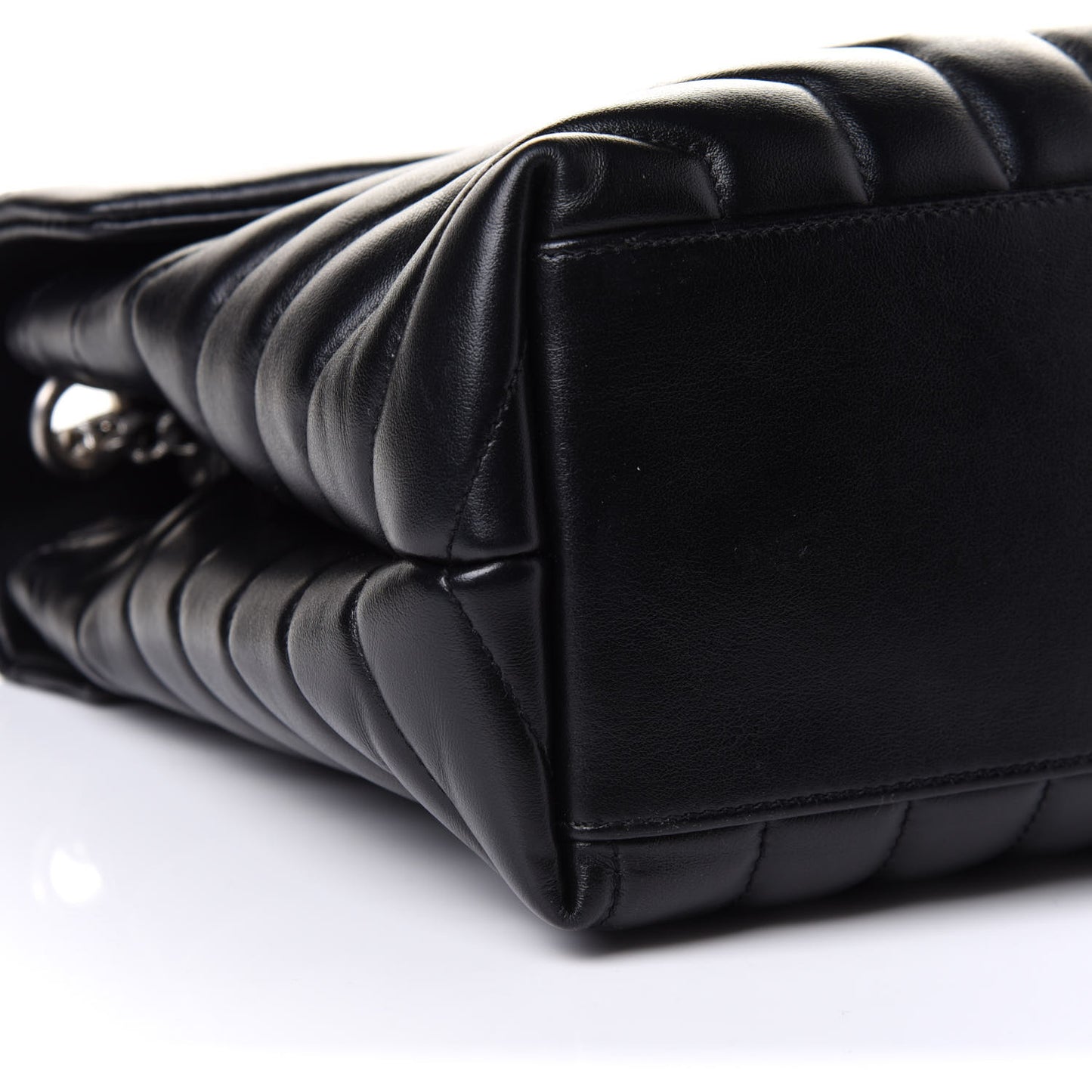 Calfskin Y Quilted Monogram Medium Loulou Chain Satchel Black