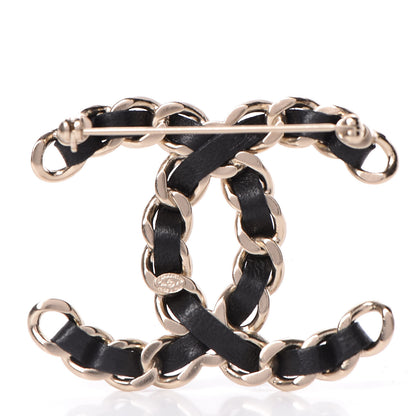 Chanel Lambskin Chain CC Brooch Black Gold 3 of 5