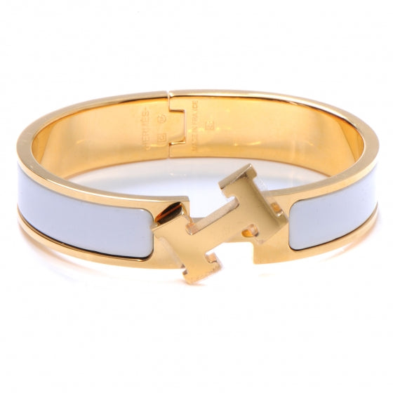 Enamel Narrow Clic Clac H Bracelet PM White