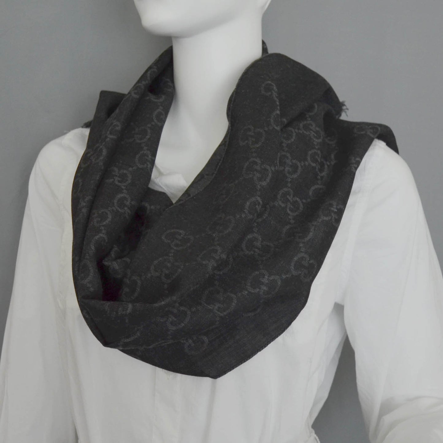 Wool Silk Monogram Scarf