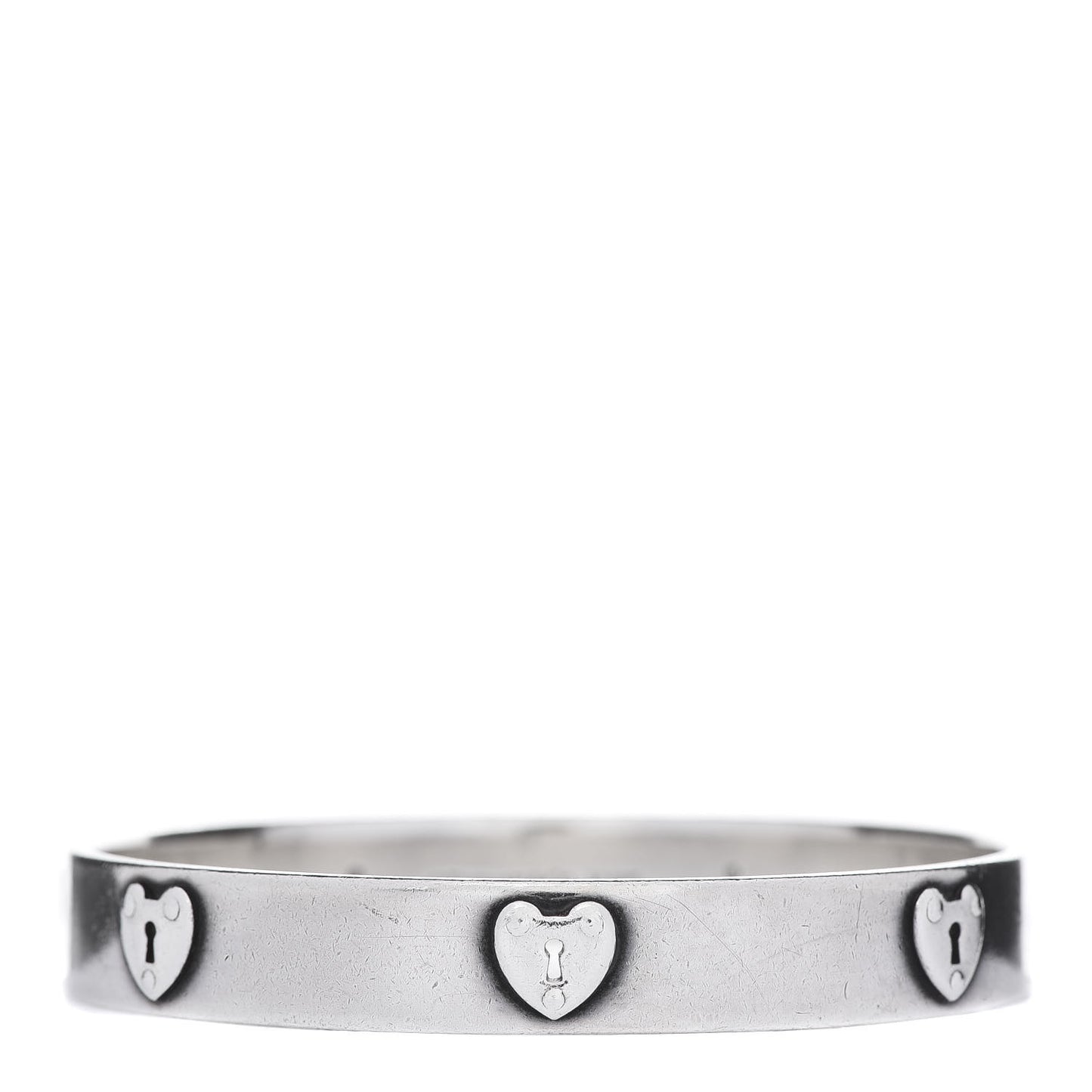 Sterling Silver Heart Locks Bangle Bracelet