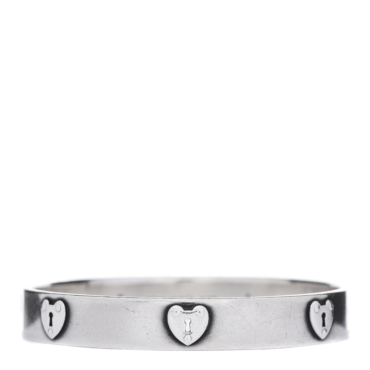 Tiffany Sterling Silver Heart Locks Bangle Bracelet 1 of 5