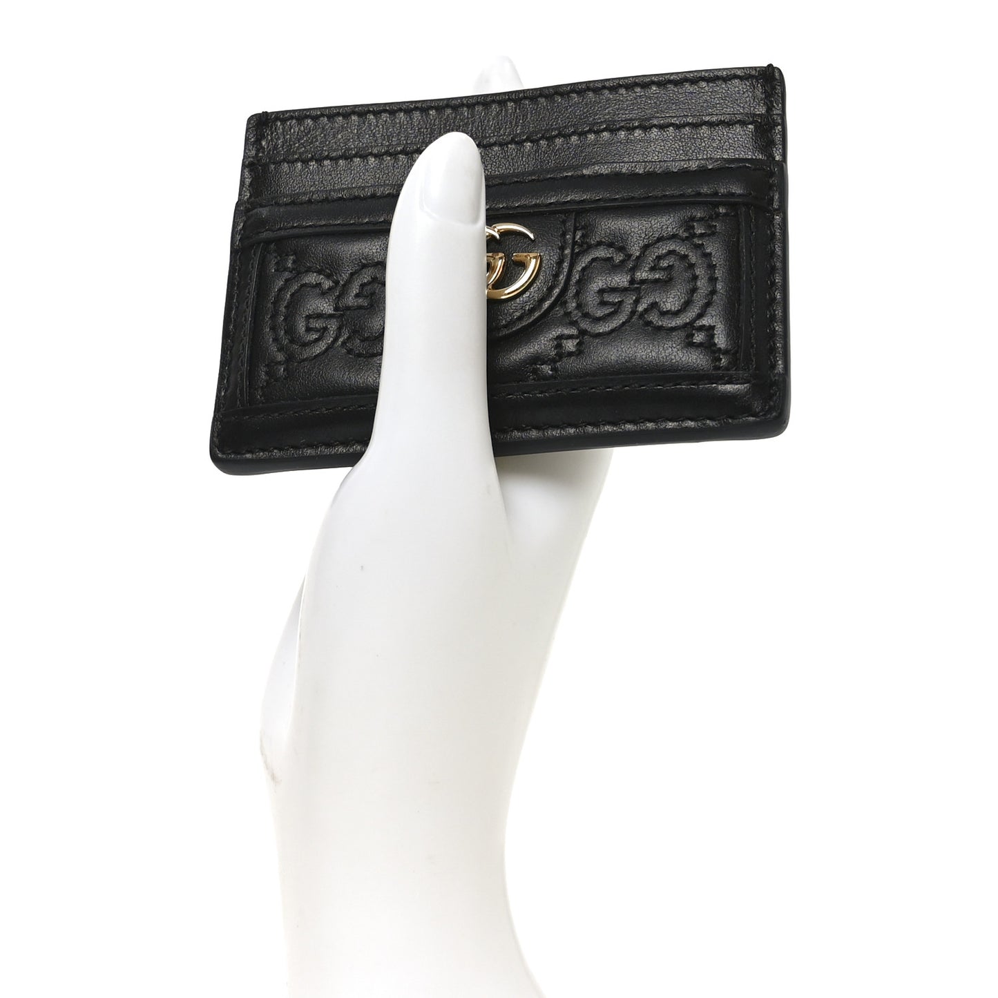 Calfskin GG Matelasse Card Holder  Black