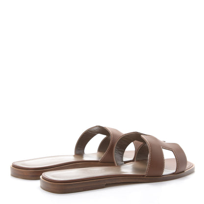 Hermes Box Calfskin Oran Sandals 40 Gold 4 of 10