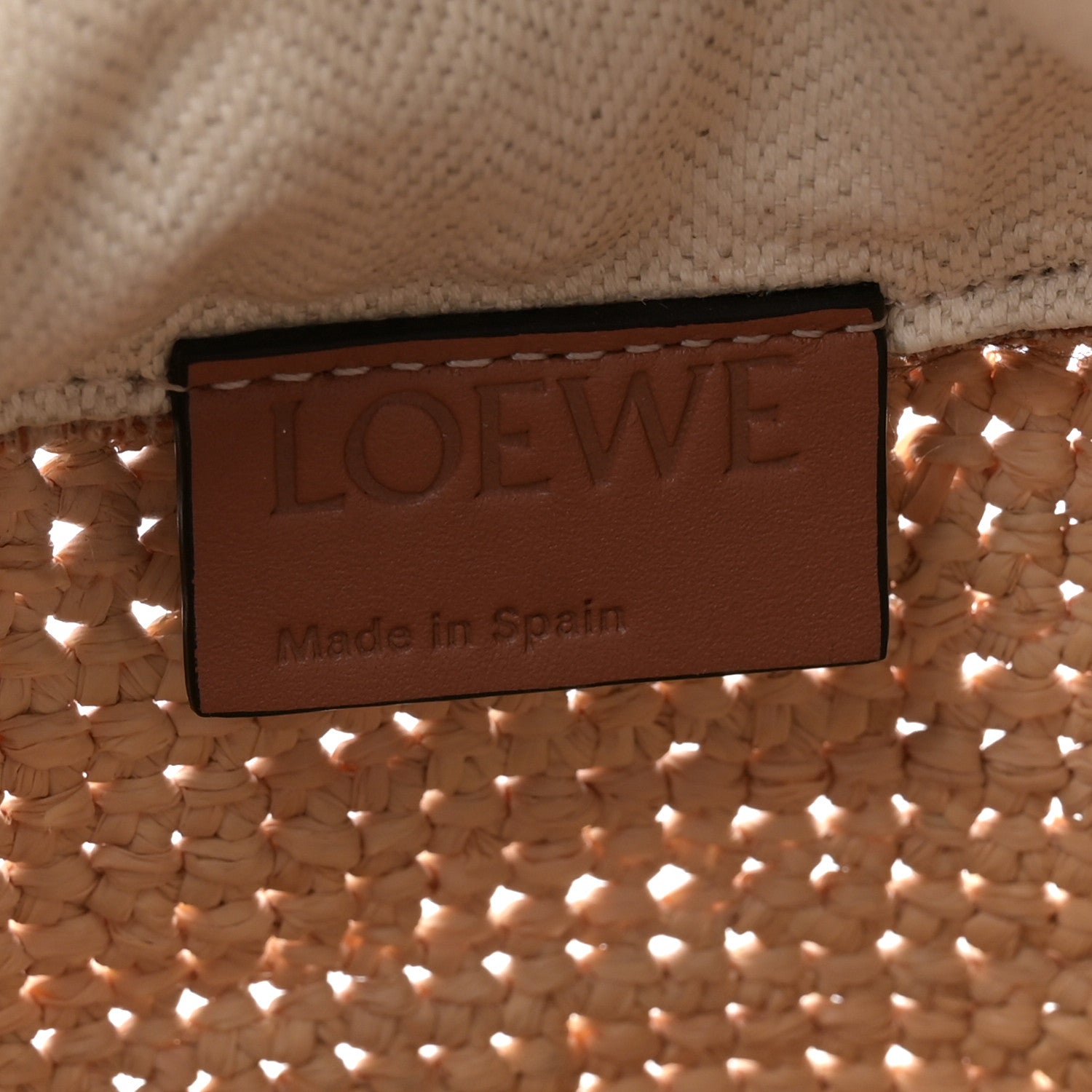 Loewe Calfskin Raffia Anagram Paulas Ibiza Pochette Bag Natural Tan 6 of 10