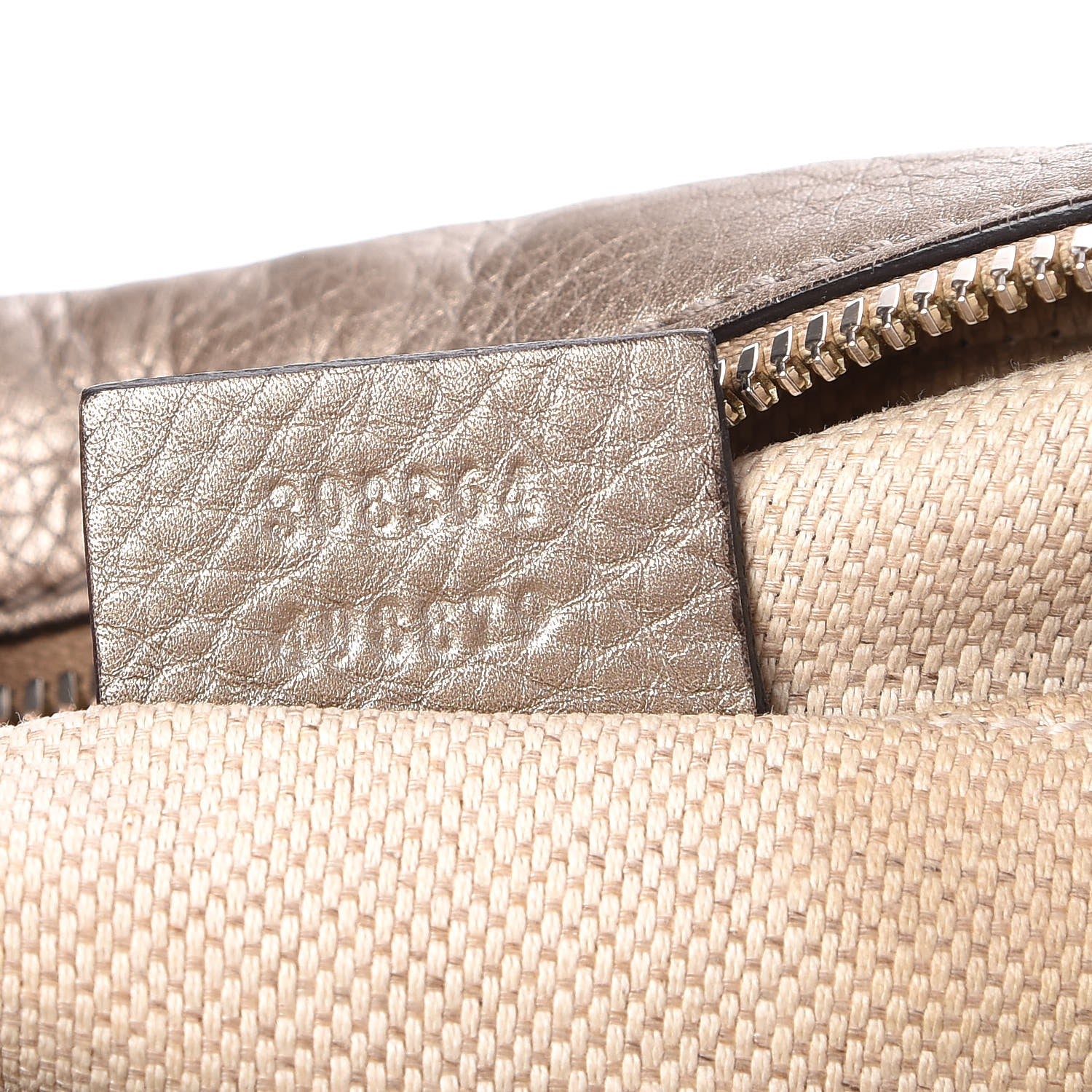 Gucci Metallic Pebbled Calfskin Small Soho Disco Bag Golden Beige 7 of 9