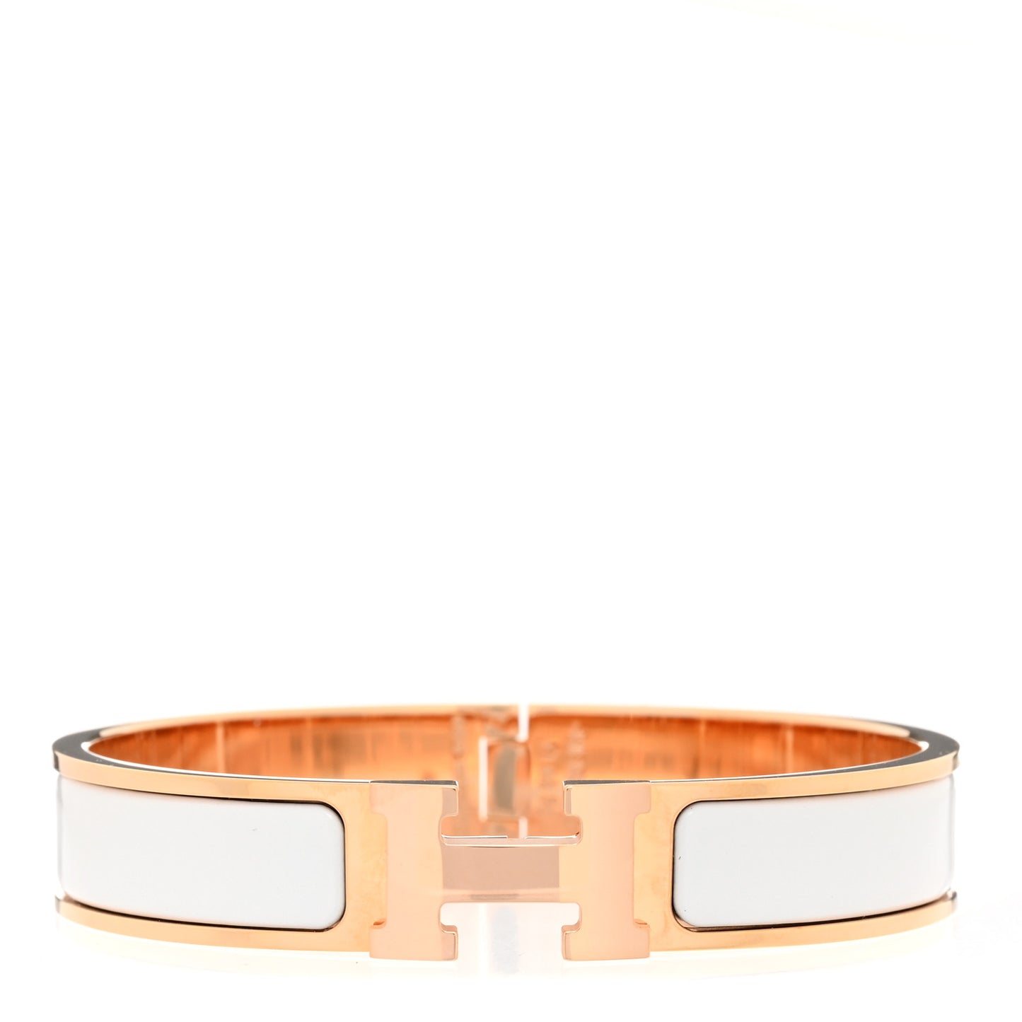 Enamel Narrow Clic Clac H Bracelet GM White