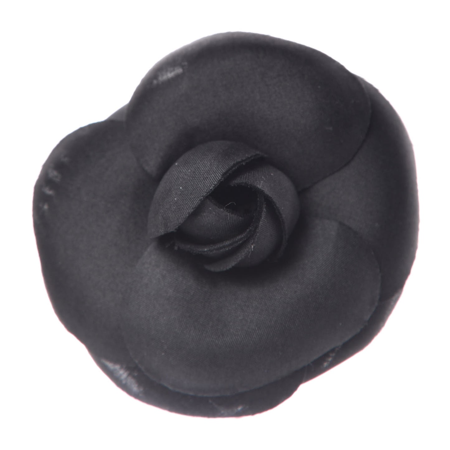 Silk Taffeta Camellia Brooch Pin Black
