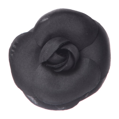 Chanel Silk Taffeta Camellia Brooch Pin Black 1 of 4