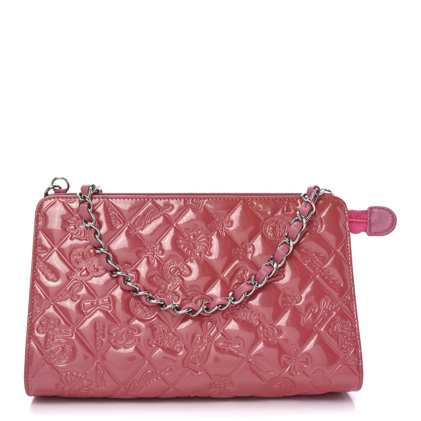 Patent Calfskin Lucky Symbols Pochette Hot Pink