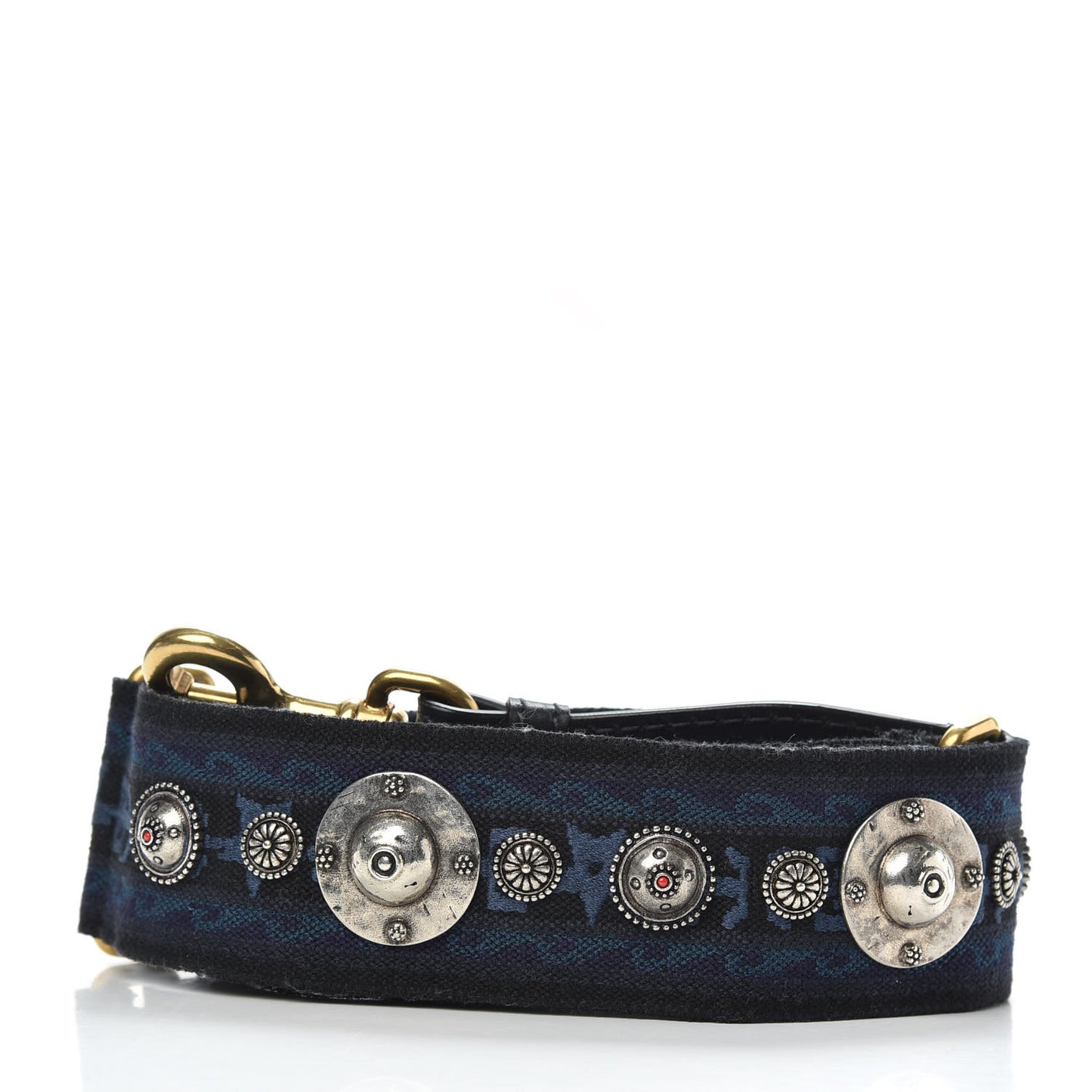 Canvas Embroidered Studded Bohemian Shoulder Strap Blue