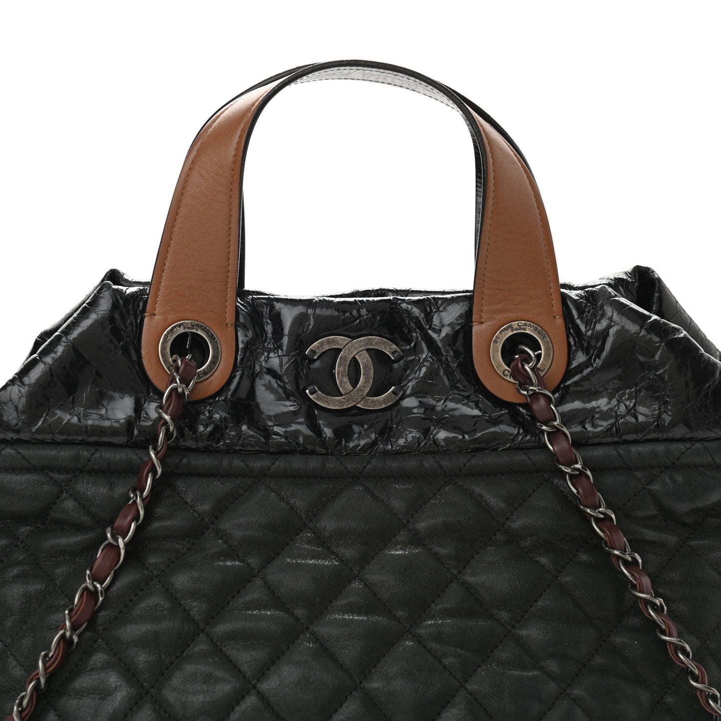 Iridescent Calfskin Small In The Mix Tote Black