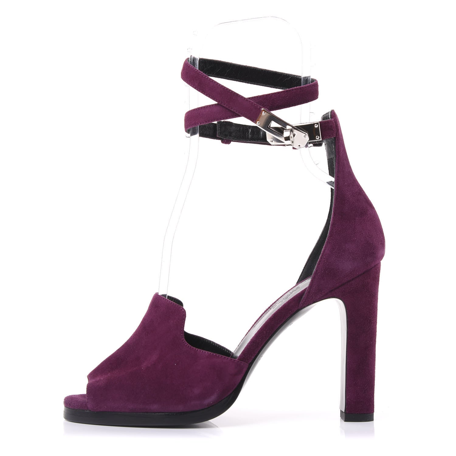 Hermes Suede Goatskin Nina Sandals 38 Lie De Vin 1 of 8