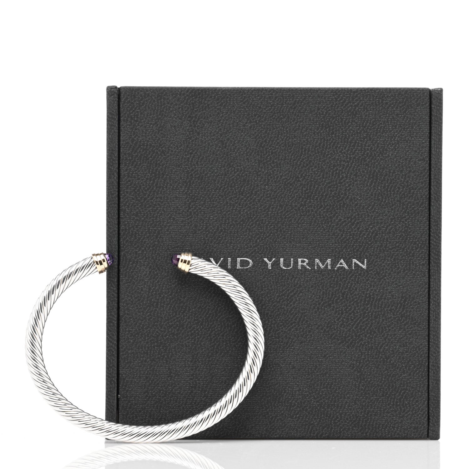 David Yurman Sterling Silver 14K Yellow Gold Amethyst 5mm Cable Classics Petite Color Bracelet 4 of 4