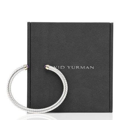 David Yurman Sterling Silver 14K Yellow Gold Amethyst 5mm Cable Classics Petite Color Bracelet 4 of 4