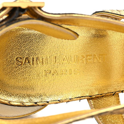 Saint Laurent Calfskin Snakeskin Effect Cosmo Lame Platform Sandals 38 Gold 7 of 11