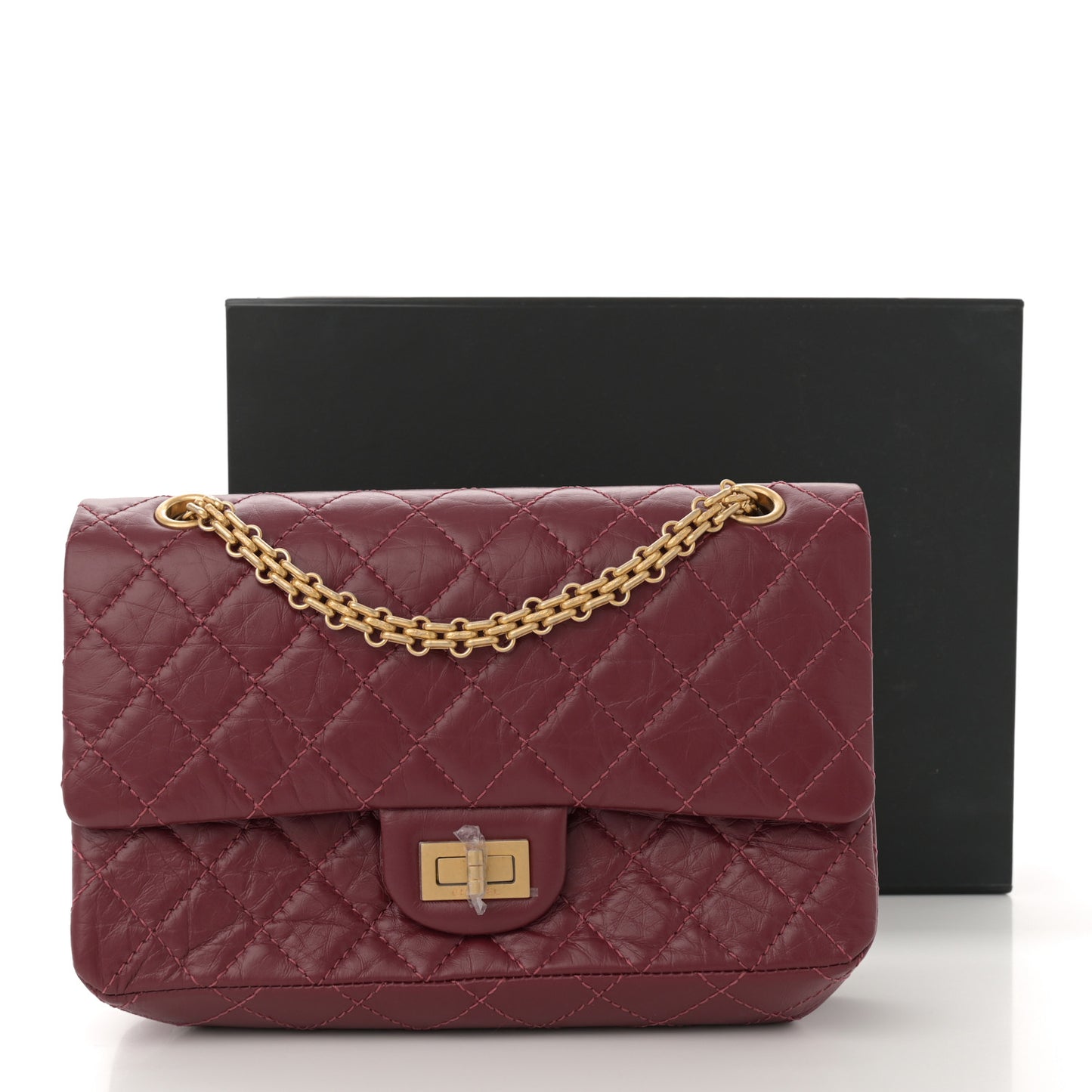 Aged Calfskin Quilted 2.55 Reissue 225 Flap Burgundy
