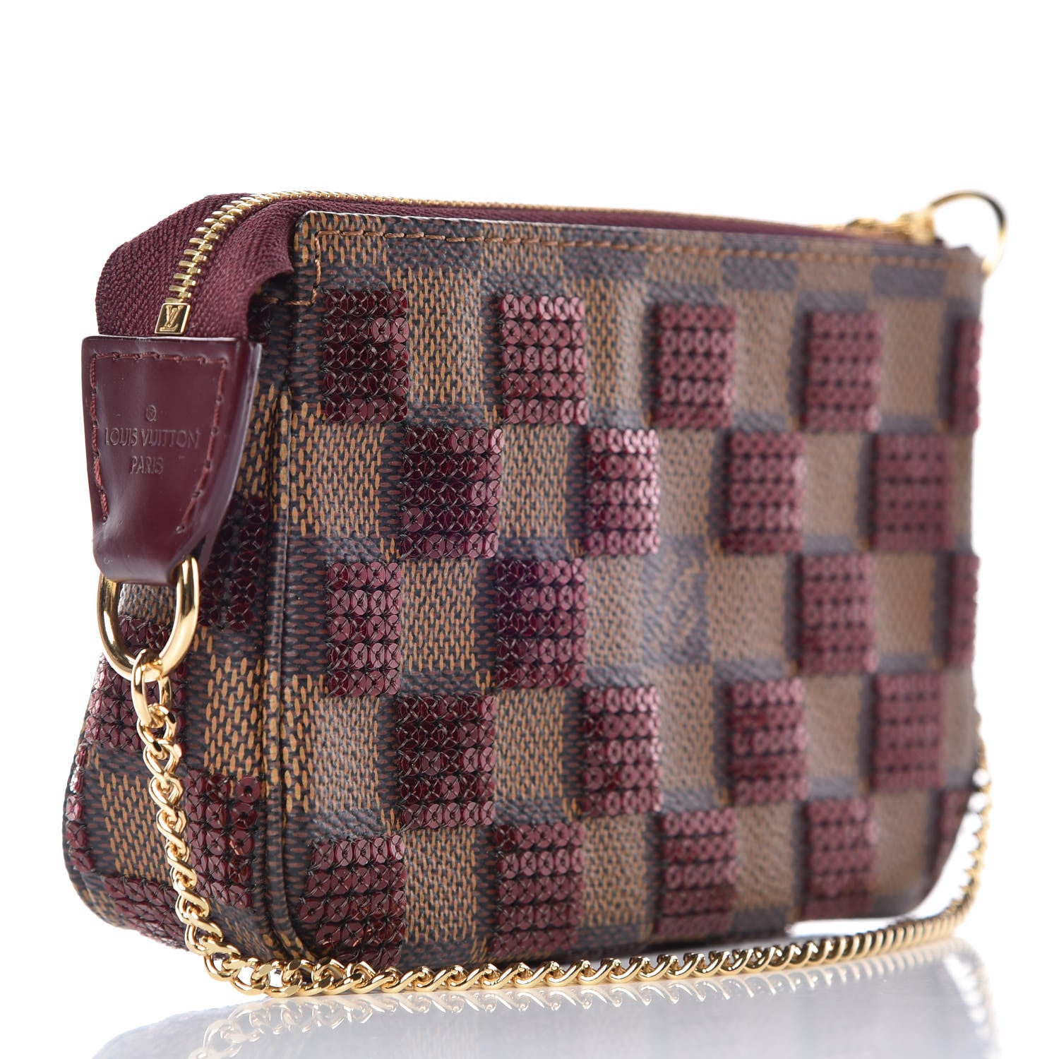 Louis Vuitton Damier Paillettes Mini Pochette Accessories Red 3 of 8