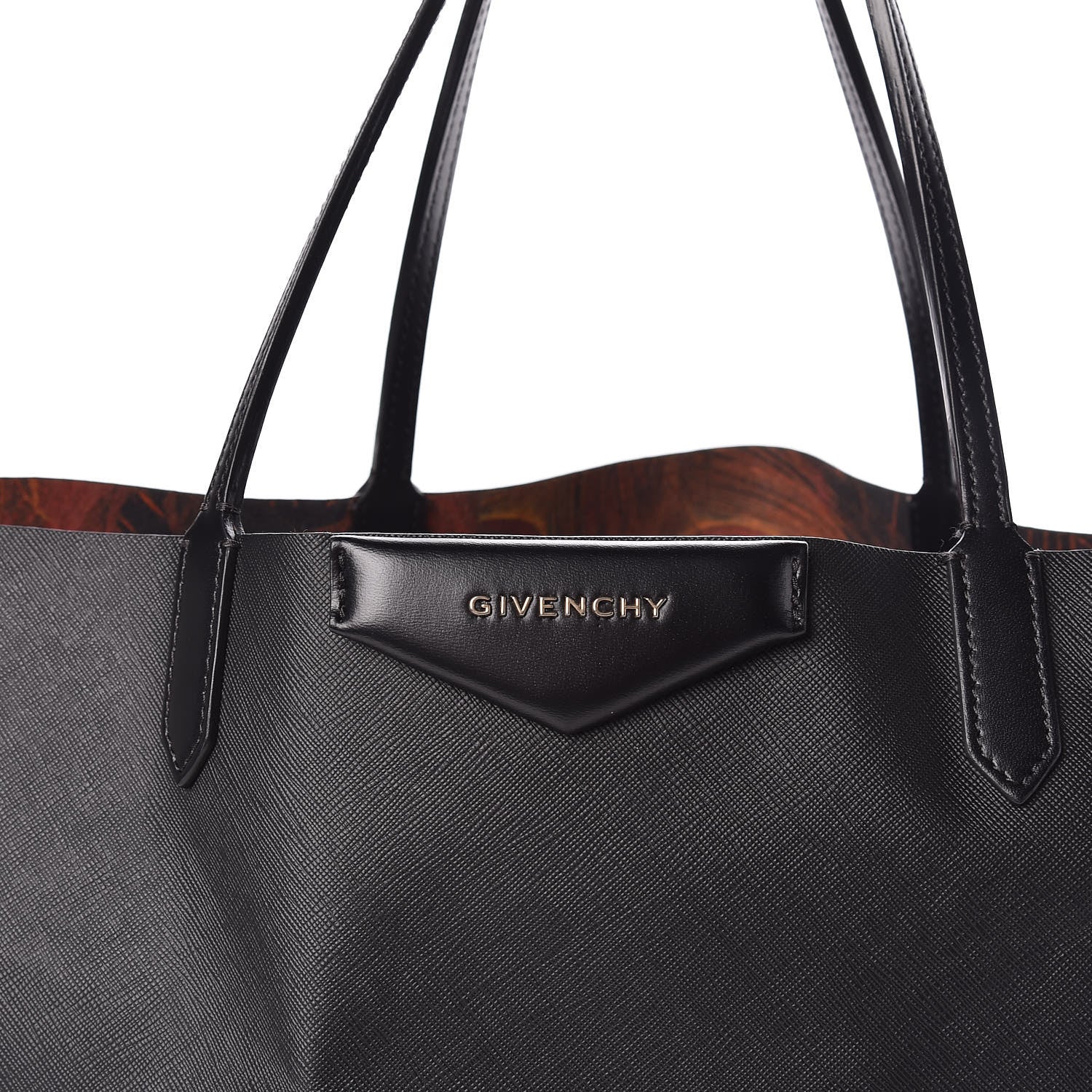 Givenchy Textured Coated Canvas Peacock Print Large Antigona Tote Black 12 of 12