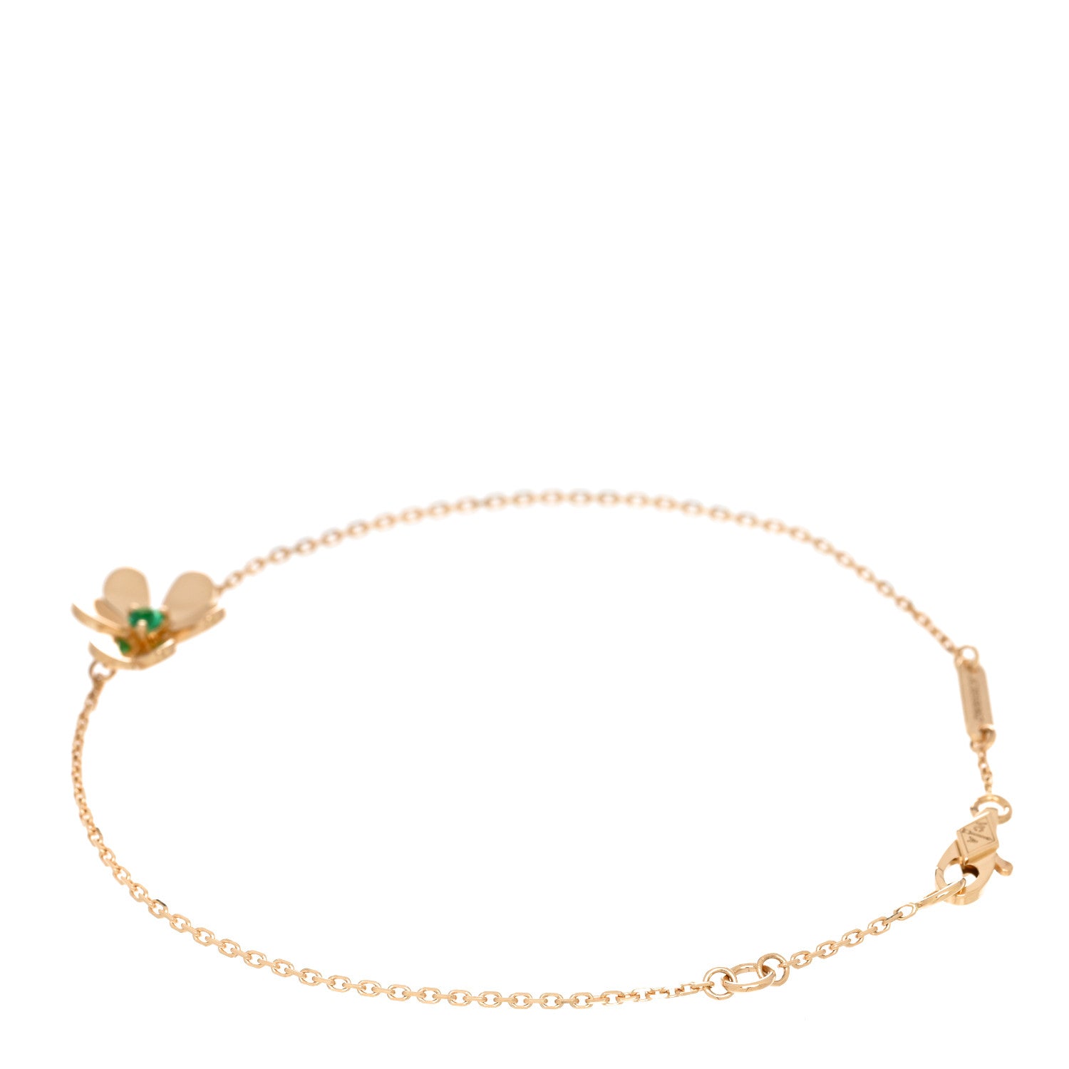 Van Cleef & Arpels 18K Yellow Gold Emerald Mini Frivole Bracelet 2 of 5