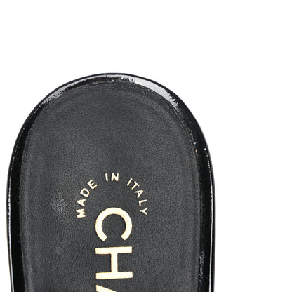 Chanel Goatskin Patent Calfskin Quilted Cap Toe CC Mules 40.5 Black 10 of 13
