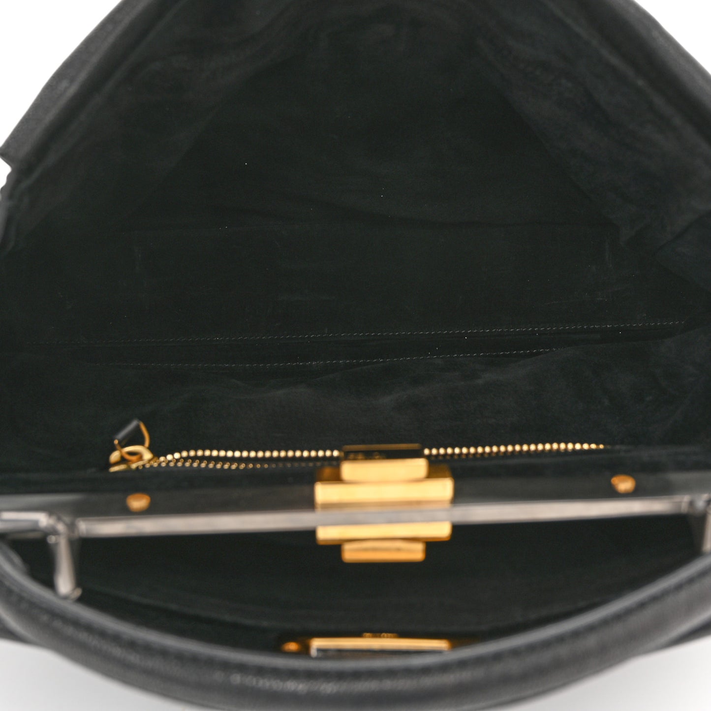 Goatskin Large Peekaboo Iconic Satchel Black