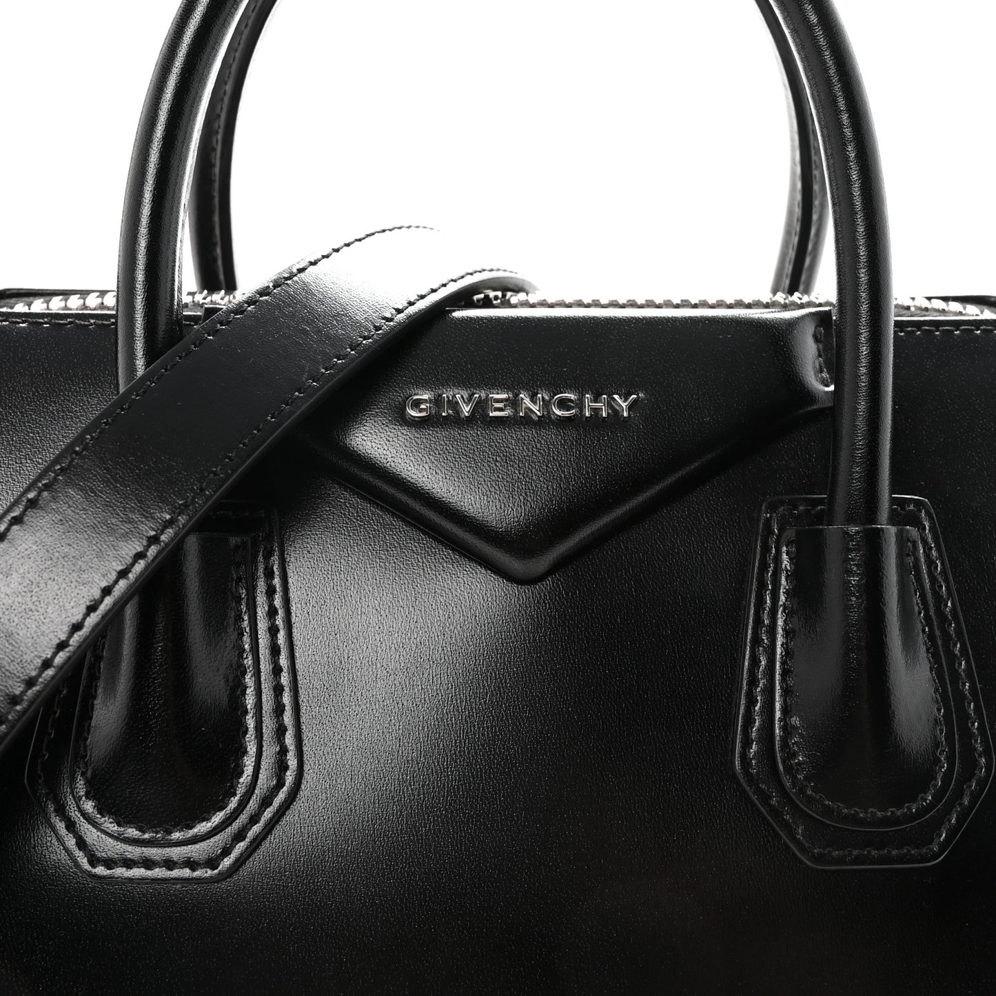 Shiny Lord Calfskin Small Antigona Black