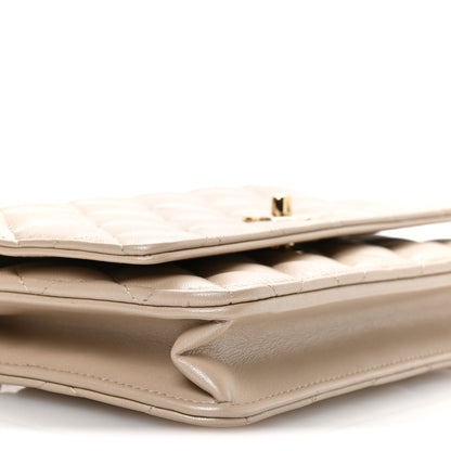 Chanel Pearly Lambskin Quilted Charms Wallet On Chain WOC Beige 10 of 12