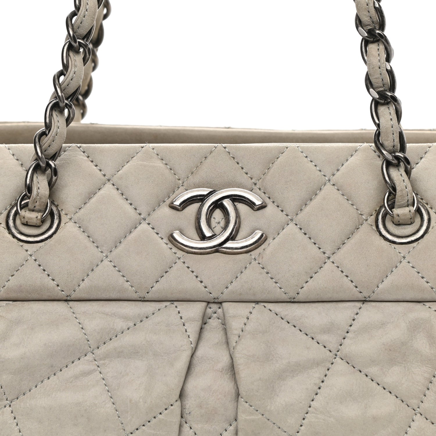 Chanel Iridescent Calfskin Chic Quilt Bowling Bag Grey 8 of 10