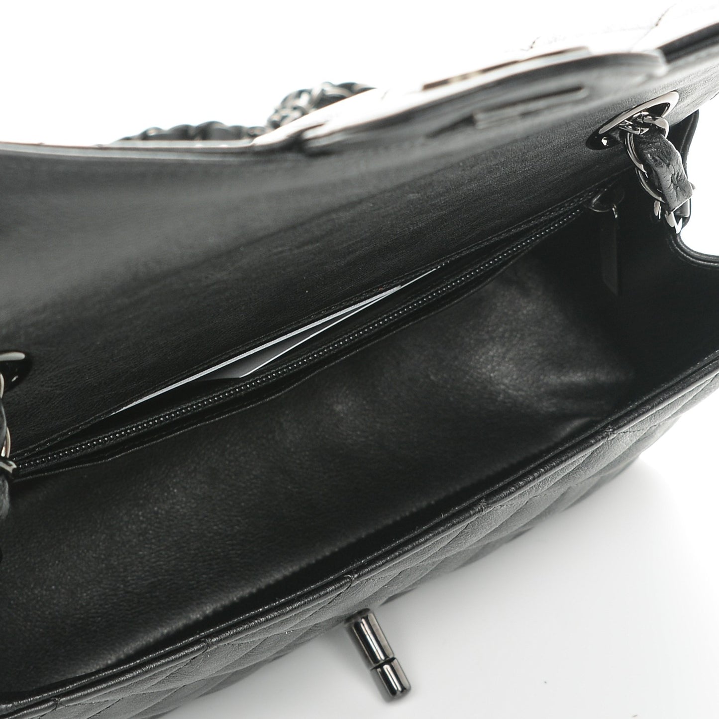 Crumpled Calfskin Quilted Mini Rectangular Flap So Black