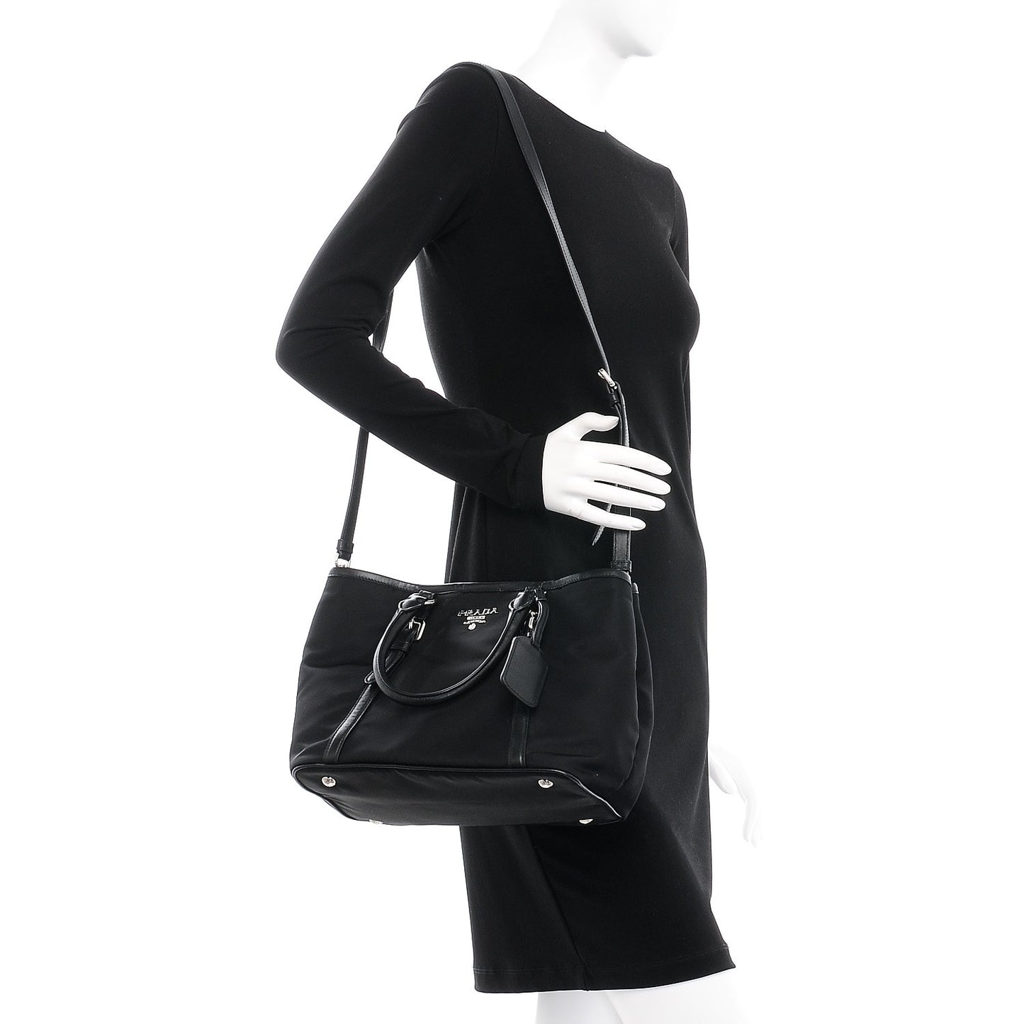 Tessuto Nylon Soft Calf Tote Nero Black