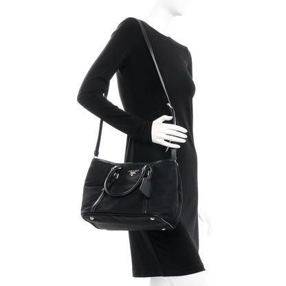 Prada Tessuto Nylon Soft Calf Tote Nero Black 3 of 10