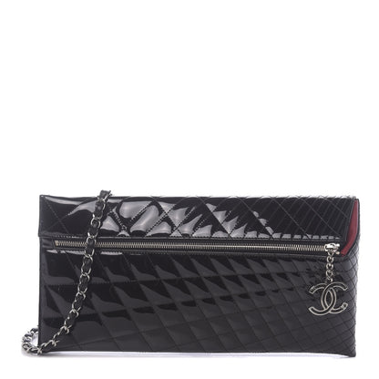Chanel Patent Geometric Quilted Kaleidoscope Clutch Black 1 of 11