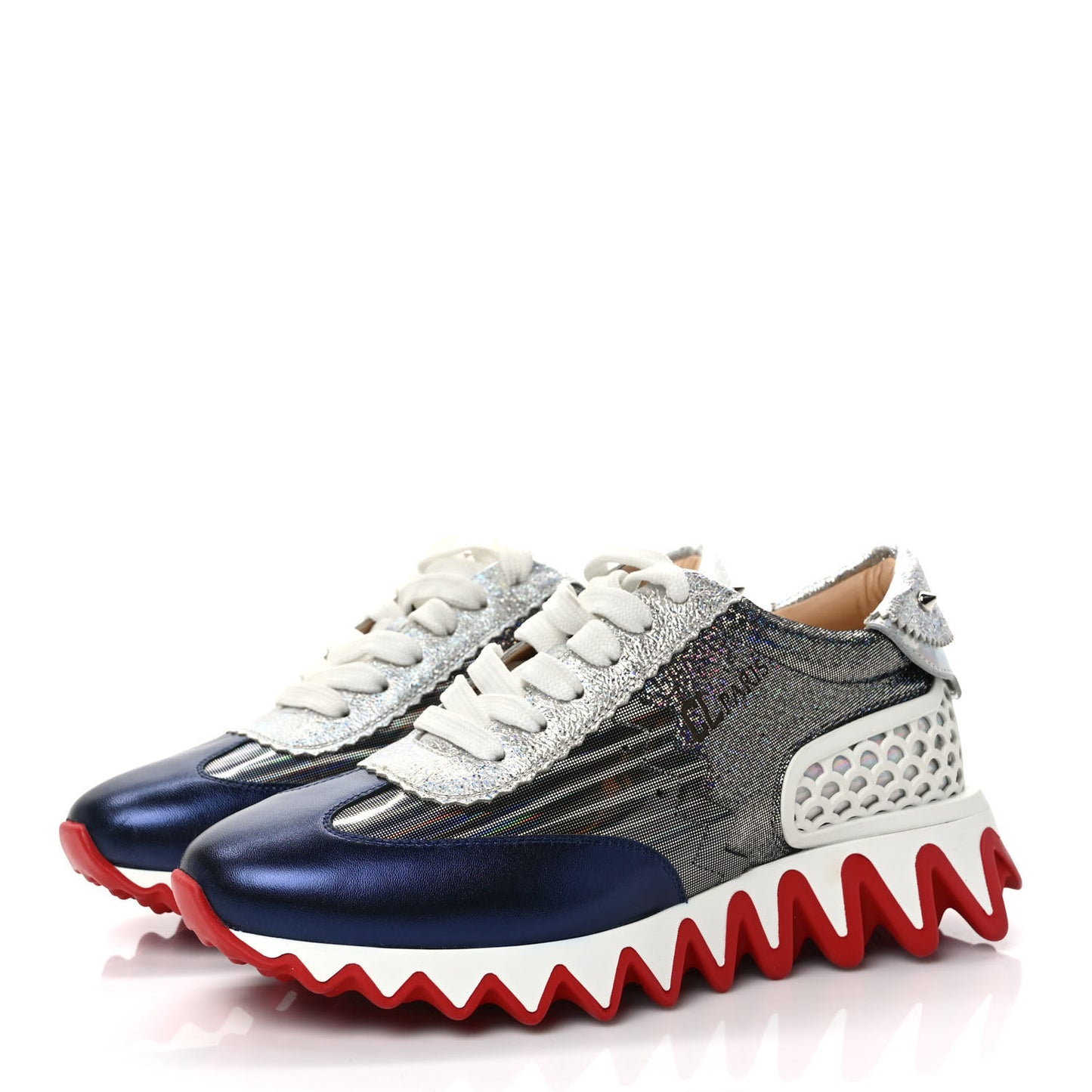 Laminated Nappa Calfskin Disco Queen Womens Loubishark Sneakers 37.5 Multicolor