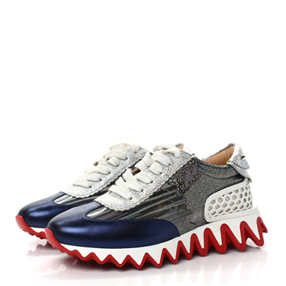 Christian Louboutin Laminated Nappa Calfskin Disco Queen Womens Loubishark Sneakers 37.5 Multicolor 3 of 9