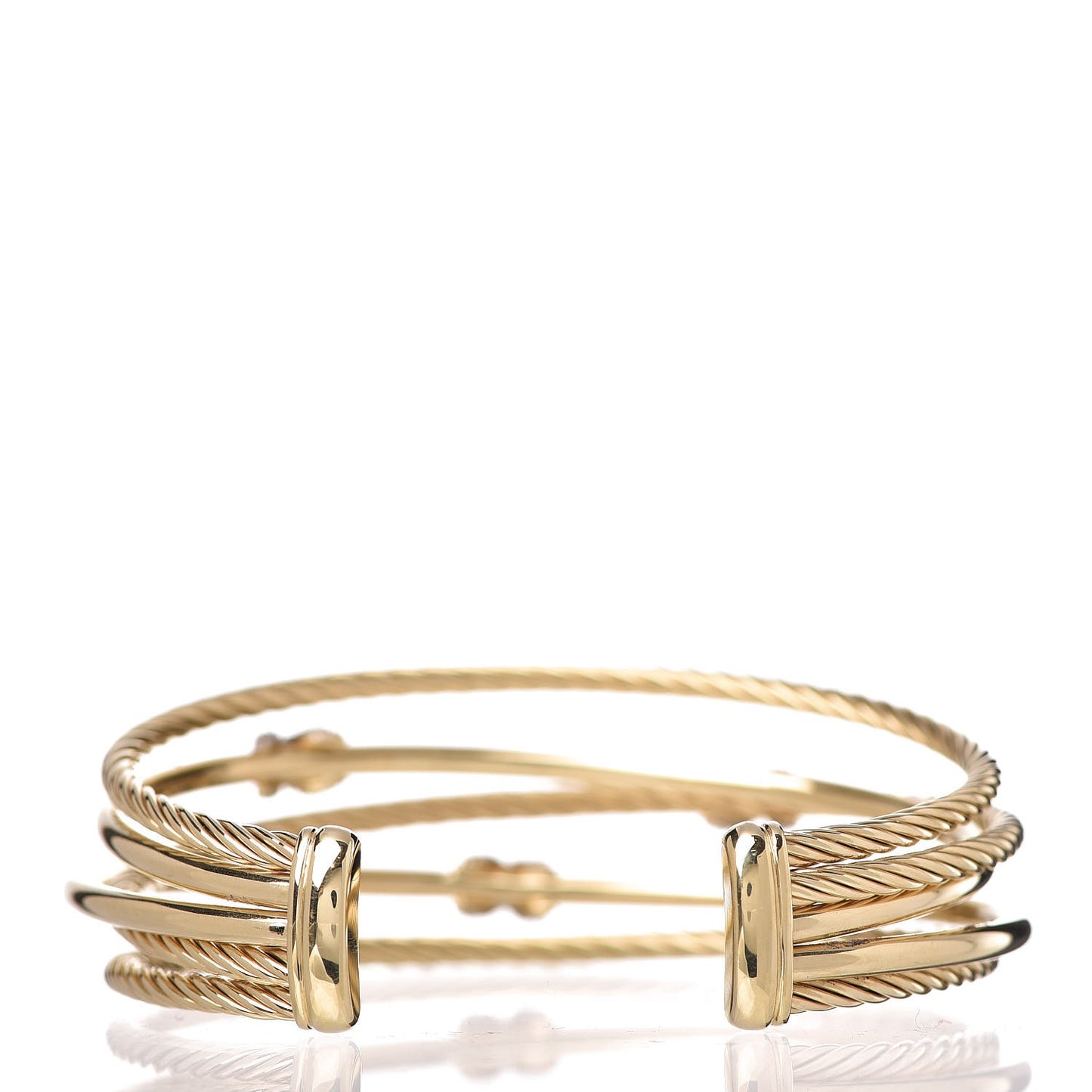 18K Yellow Gold Diamond 23mm X Crossover Cuff