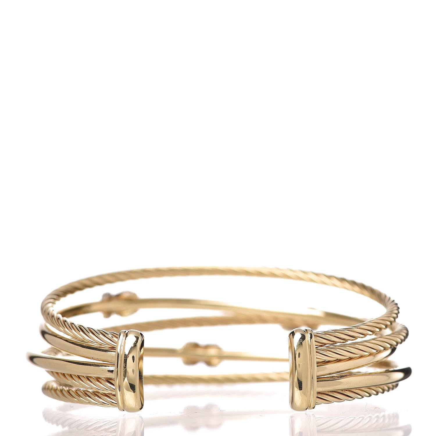 David Yurman 18K Yellow Gold Diamond 23mm X Crossover Cuff 3 of 5