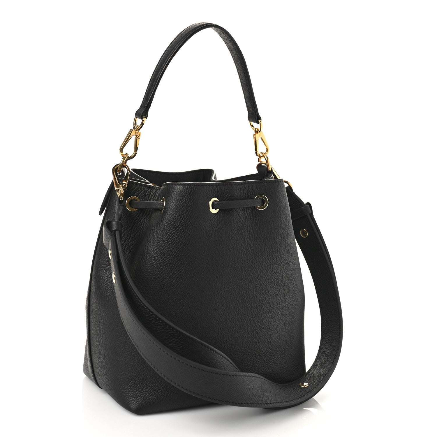 Louis Vuitton Calfskin Lockme Bucket MM Black 3 of 8
