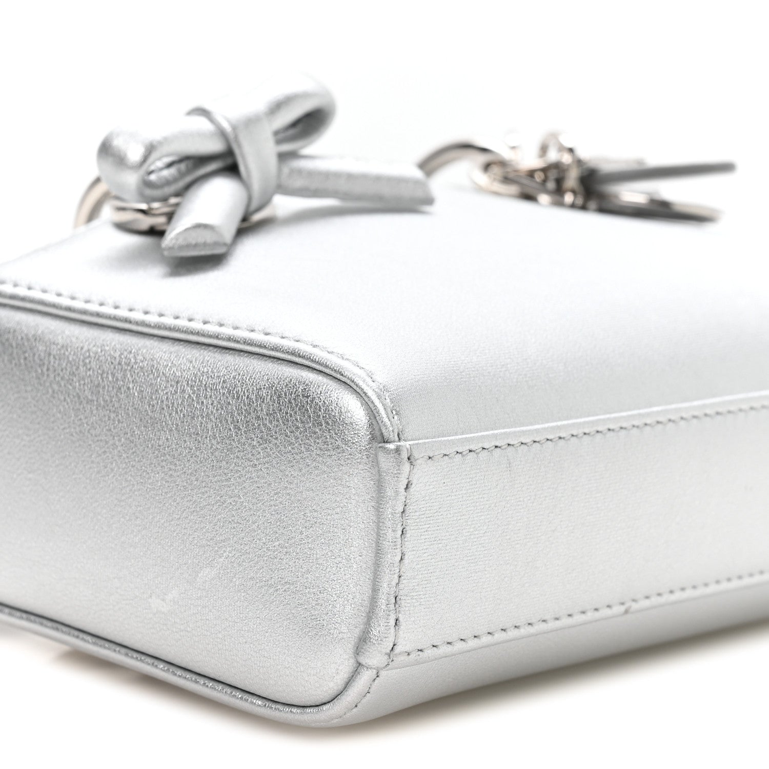 Christian Dior Laminated Lambskin Micro Lady D-Joy Silver 9 of 10