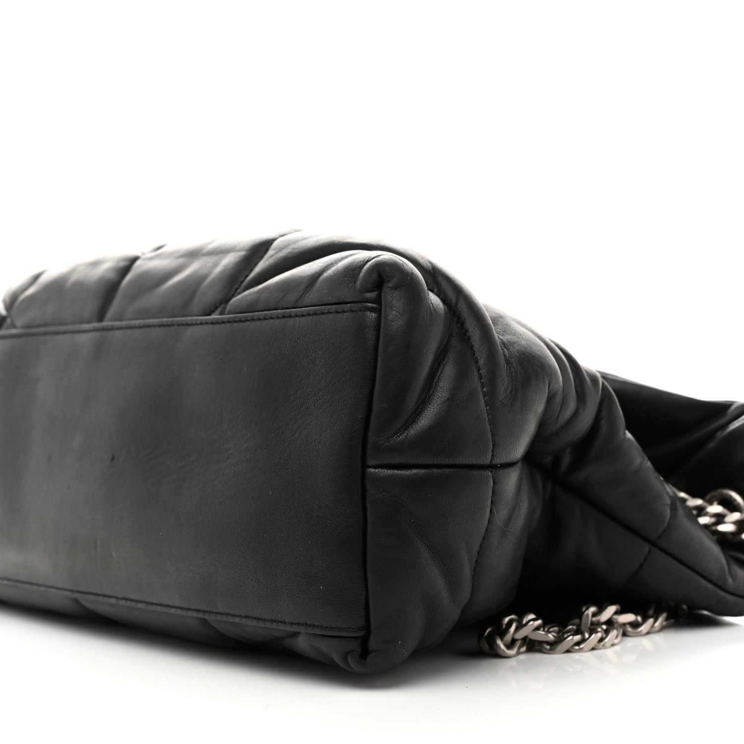 Saint Laurent Lambskin Quilted Medium Loulou Puffer Monogram Chain Satchel Black 9 of 11