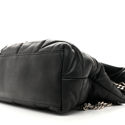Saint Laurent Lambskin Quilted Medium Loulou Puffer Monogram Chain Satchel Black 9 of 11