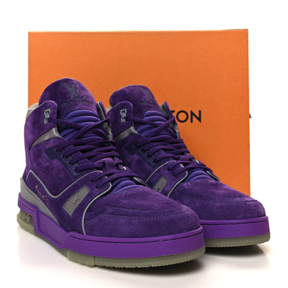 Louis Vuitton Calfskin Suede Mens LV High Top Trainer Sneakers 10 Purple 8 of 8