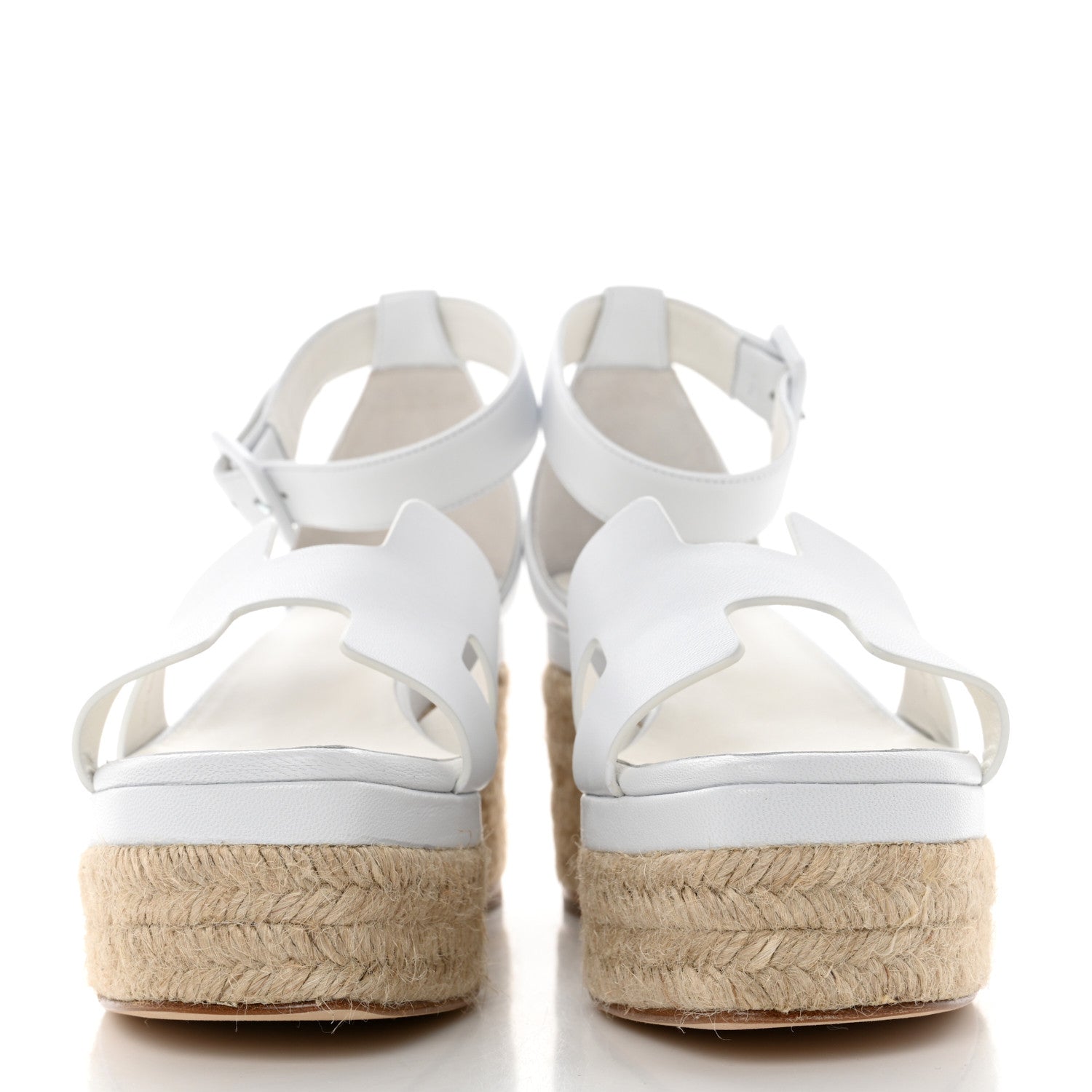 Hermes Goatskin Elda Espadrille Wedge Sandals 39 White 2 of 9