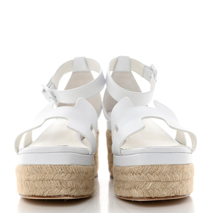 Hermes Goatskin Elda Espadrille Wedge Sandals 39 White 2 of 9