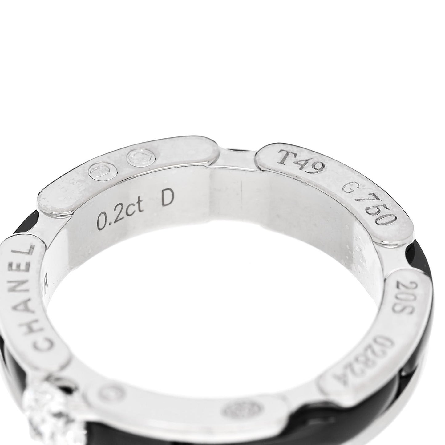 18K White Gold Ceramic Diamond Slim Ultra Ring 49 4.75