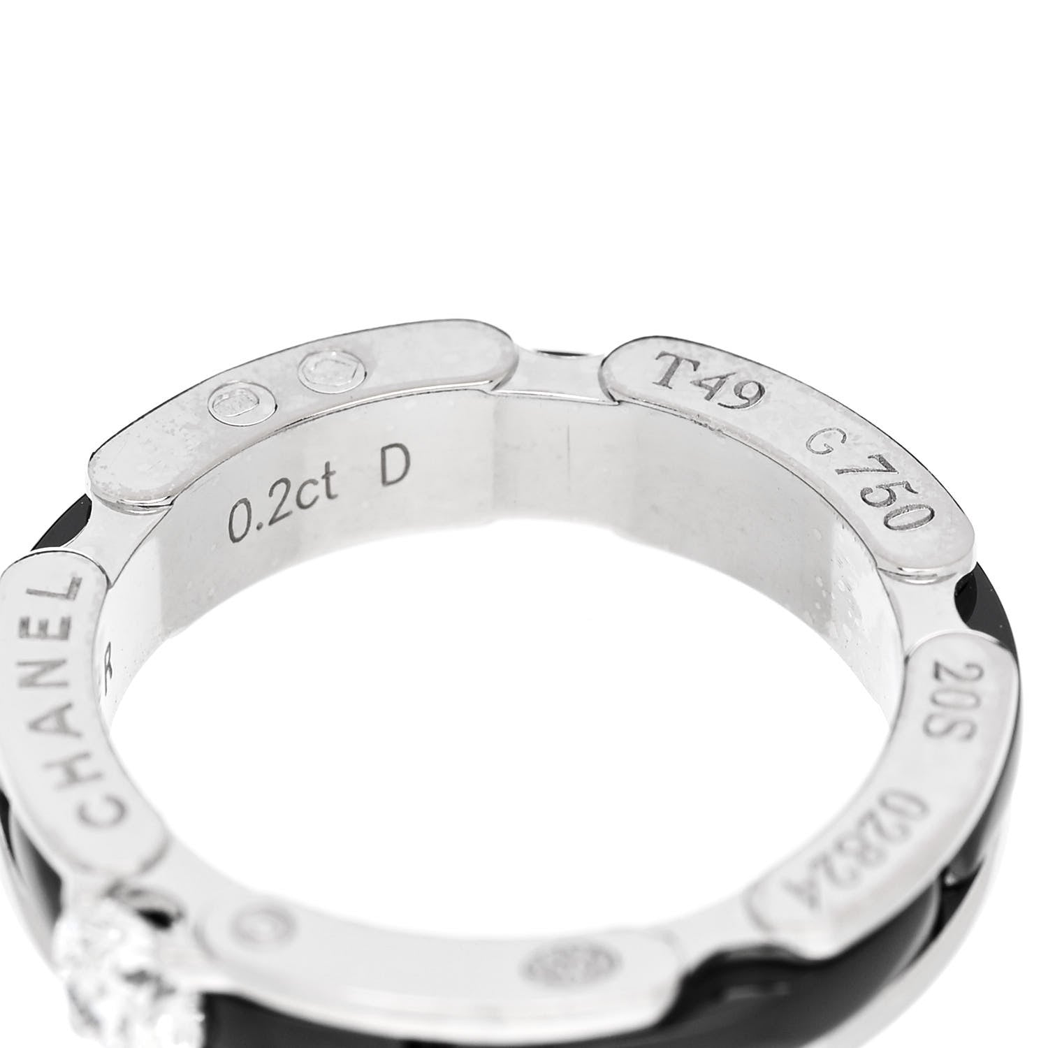 Chanel 18K White Gold Ceramic Diamond Slim Ultra Ring 49 4.75 5 of 6