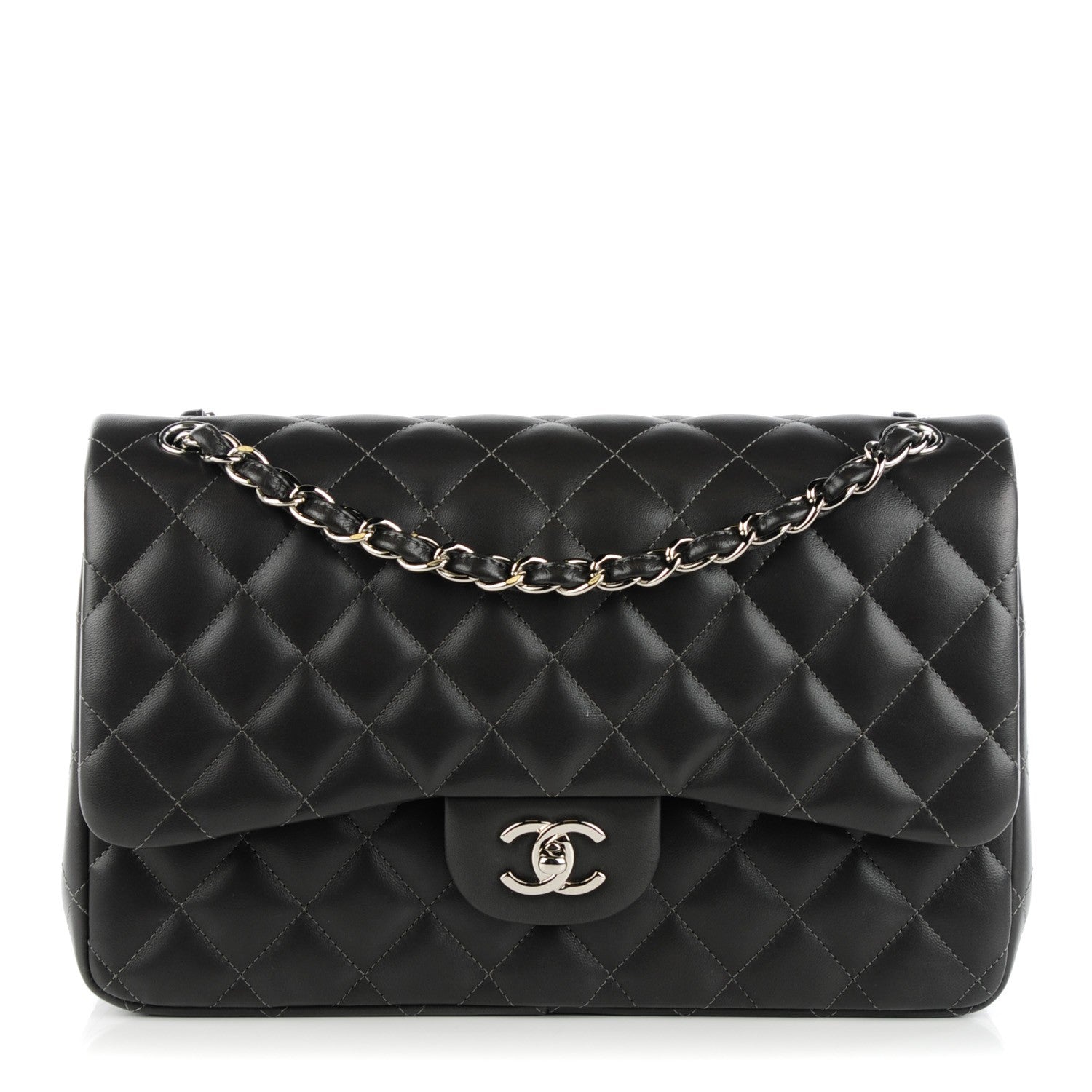 Chanel Lambskin Quilted Jumbo Double Flap Dark Grey 1 of 8