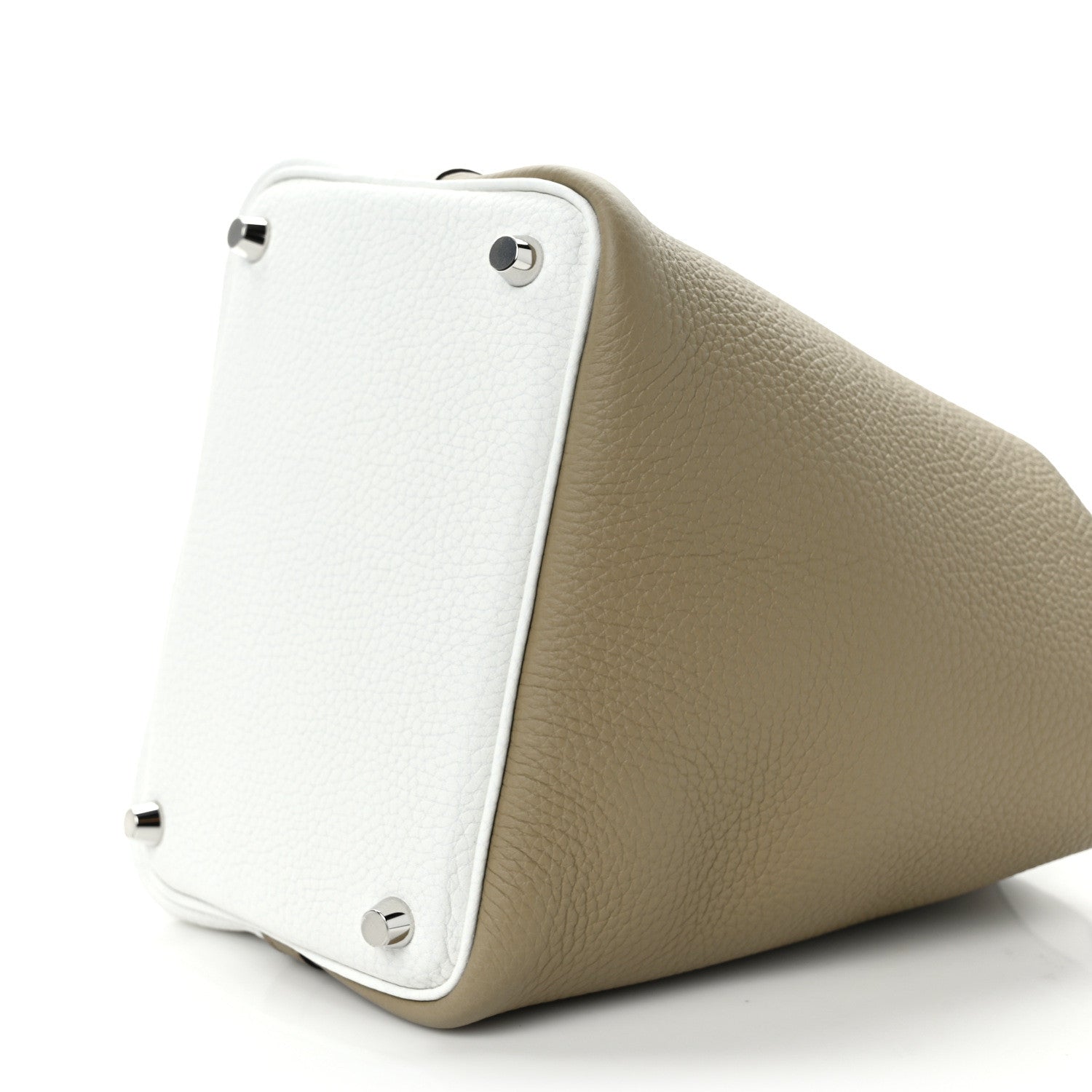 Hermes Taurillon Clemence Casaque Picotin Lock 18 PM Beige Marfa New White Macassar 10 of 11