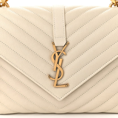 Saint Laurent Sheepskin Matelasse Chevron Monogram Medium College Bag Crema Soft 8 of 10